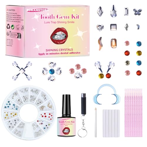 Professional Tooth Gem Kit with UV Light 130+ PCS DIY Teeth Gems for Women & Men - Safe Removable Dental Grade Tooth Gem Glue - Y2K Sparkle Jewelry Gems Kit for Parties Tooth Gems Kit for Teeth