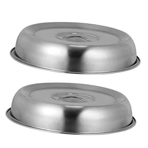 IMIKEYA Cubierta Redonda para Alimentos De Acero Inoxidable 28 Cm, Campana Protectora para Carne y Mantequilla, Set De 2 Piezas, Adecuado para Barbacoas, Picnics y Fiestas