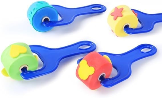 Brille Bee Sponge Stamp Foam Painting Brushes, Flower Shapes, Art Paint Drawing Tools, DIY Graffiti Stamps for Kids Early Learning (Spounge Roller Star) - Image 3 thumbnail