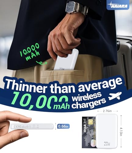 Image of Portable Charger for Magsafe Power Bank - 10000mAh Magnetic Phone Charger, USB-C 20W PD Fast Charging, Slim Wireless Battery Pack for iPhone 17 /16 /15 /14 /13 Series,for Travel Cruise Essentials-Pearl