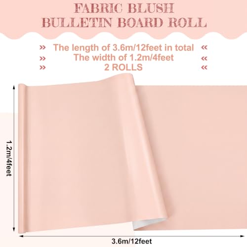 Image of 2 Roll Pink Bulletin Board Paper 12 x 4 ft Large Fabric Classroom Decor | 4x12 ft Fadeless Display Background, Durable for DIY Crafts Classroom Bulletin Boards, Back to School Decorating Projects