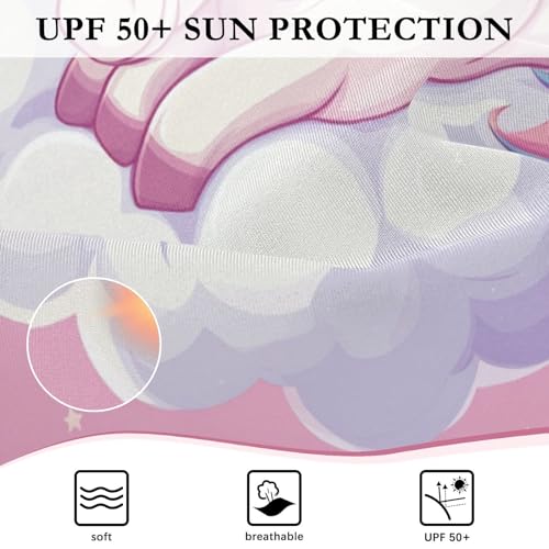 CaTaKu Girls One Piece Swimsuit Unicorn Sweetly Cloud Toddler Bathing Suit Long Sleeve UPF 50+ Rash Guard Swimwear 3-12Y4