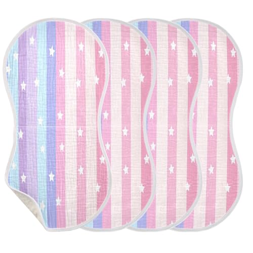 Colored Striped Star Burp Cloths Cotton Baby Washcloths,Large 22x11in Burping Cloth Absorbent and Soft for Newborn Baby Boys and Girls,1 Pack3