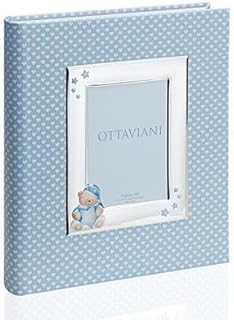 Álbum de bebé de Ottaviani para niños, color plateado y azul claro, tamaño: 20 x 25 cm. La referencia es 7004albc