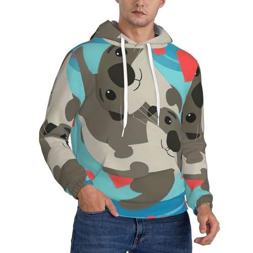 Sweat à capuche homme loutres pull polyester poche kangourou