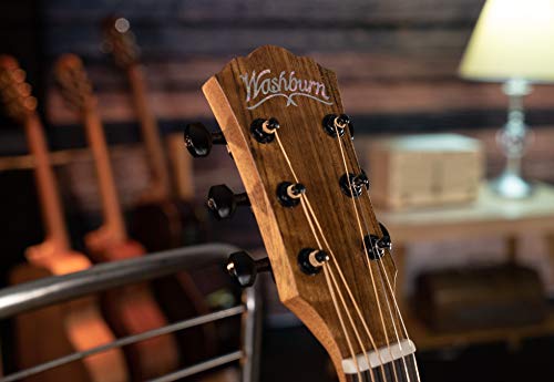Image of Washburn Bella Tono 6 String Acoustic Guitar, Right, Gloss Charcoal Burst (Bts9Ch-D) - Spruce