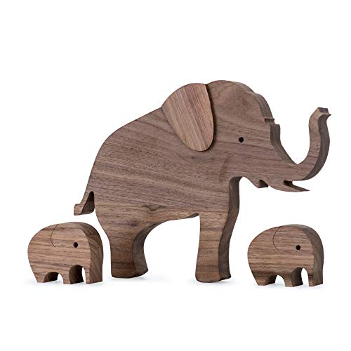 Wood Decoration Elephant Carving Decoration Home Office Desk Wood Carving Decoration Wooden Elephant Carving Ornaments-Wooden Creative Crafts (Wood Elephant -Large)