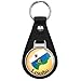 Lesotho Glossy Map Flag Keychain Black Premium Leather Key Chain with Key Ring