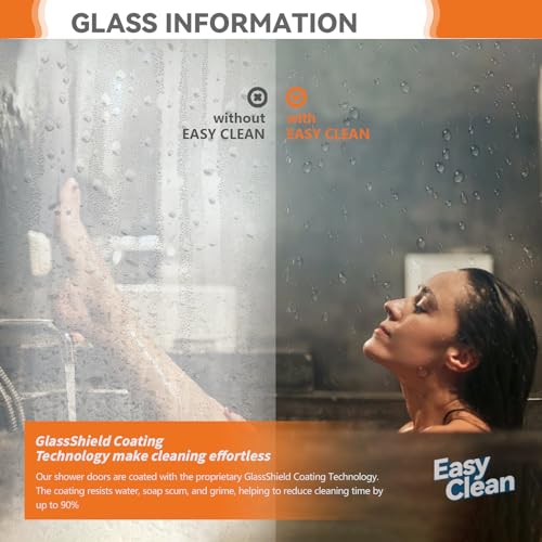 CKB Frameless Sliding Shower Doors, 57 1/2-60 inch Width Adjustable x 60 inch Height Tub Doors, 5/16 inch(8mm) Tempered Glass Thickness, Reversible for Left or Right, Chrome Finish Hardware Kit - Thumbnail 3