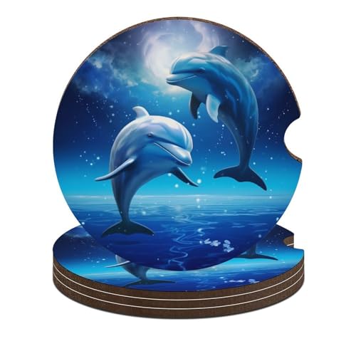 4PCS Portavasos para Auto - Delfines Noche Estrellada Universal miniatura 1