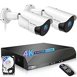 【4K800万画素・双方向通話・130°超広角】有線 poe 防犯カメラセットランキング 屋内 屋外防犯カメラセット防犯カメラ poe給電 防犯カメラセット 2台 防犯カメラ 有線 屋外監視カメラ・録画機セット