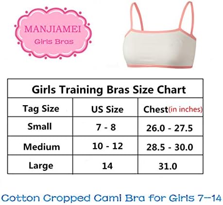 MANJIAMEI 5Pcs Training Bra for Girls 10-12 Cotton Cami Crop Bralette Sports Bras for Kids 6 41kVO1LnASL. AC