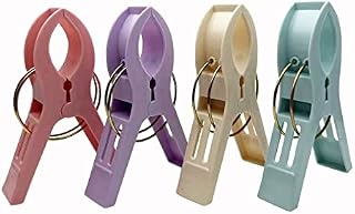 Beach Towel Clips 4PCS Large Towel Pegs for Sunbeds Sun Loungers Pool Chairs Laundry, Plastic Laundry Clip Clothes Towel Quilt Pegs, 4 Colours