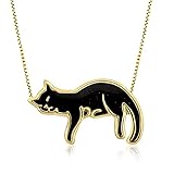 Gold Plated Silver Cat Necklace Kitten Pendant Black Polymer Clay Handmade Jewelry, 16.5' Gold Filled