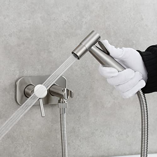Tecmolog Bidet Set Unterputz WC-Brause Edelstahl Kaltes und Heißes Wasser Bidet Handbrause mit Schlauch und Halter