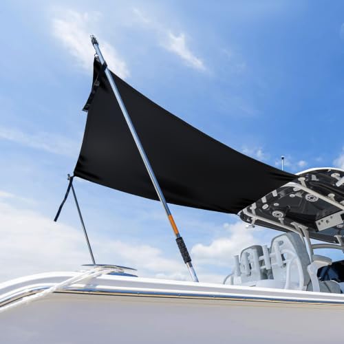 9 x 5 Bow T-Top Sun Shade for Boat UTV & RV - Bimini Top Extension Fits for T-Top Bimini Roll Bar Portable Boat Sun Shade with Shock Cord Carabiner & Drawstring Backpack - Black