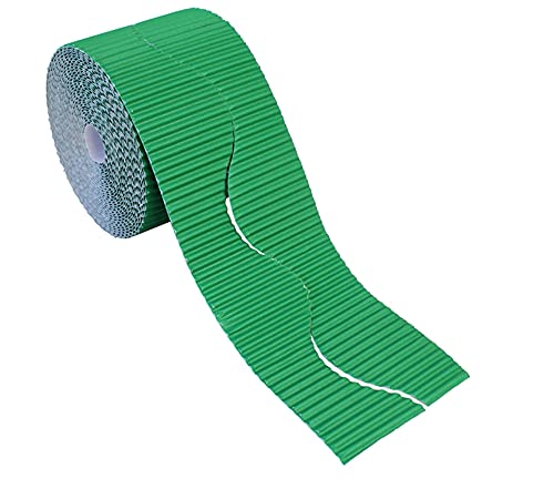 Bright Ideas Rollo de borde corrugado para exhibiciones escolares, esmeralda, 57 mm x 7,5 m (15 m cuando está dividido), BI7887