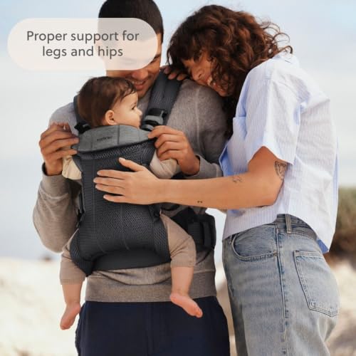 Image of BabyBjorn Baby Carrier Harmony, Anthracite, 3D Mesh | 3-in-1 Ergonomic Baby Carrier; Newborn, Facing-in, Outward-Facing, and Back Carrying Positions Supported (7-40 lbs), Newborn to Toddler