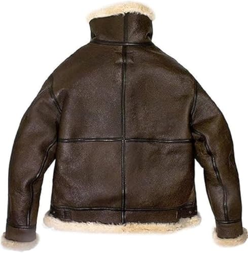 RE4 Remake Leon B3 Bomber Faux Fur Shearling Aviator Leather Jacket4