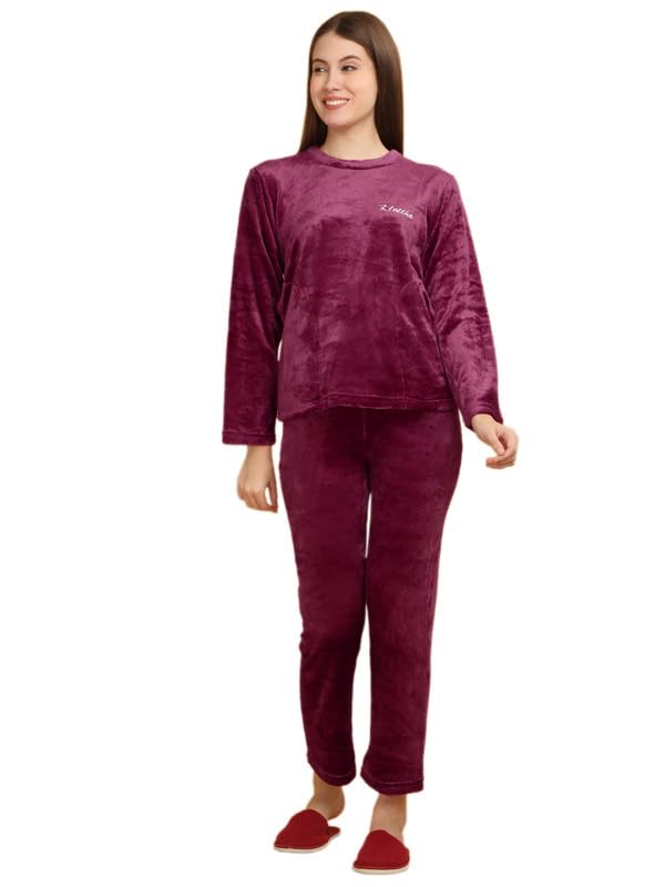 klotthe Women Maroon Solid Woolen Night Suit-picture-35