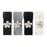 SUITBOY Baby Girl's Footless Tights 4 Pack Cotton Knit Leggings Ankle Pants Floral Dress Bottom Pant