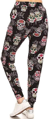 Leggings Depot Fabluxe Jogging Bottoms with Pockets Active Jogging Bottoms for Women Lightweight Lounge Pants, Locked Skull, Medium - 2
