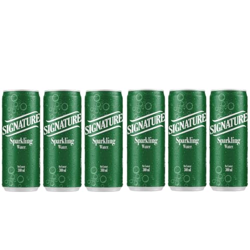 Image of SIGNATURE Sparkling Water - Premium Carbonated Water | No Sugar, No Calories | Refreshing Fizzy Drink | 300ml Can (Pack Of 6)