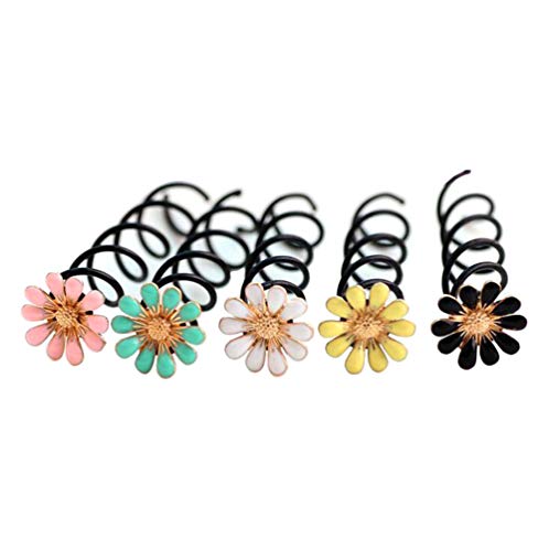 Vpang 5 Pcs Daisy Spiral Hair Pins Swirl Hair Twists Coils Hair Clips Wedding Bridal Metal Flower Spiral Twist Hairpins Hair Accessories, Mixed Color