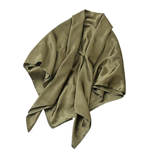 Alexis Leroy Foulard Femme Simili-Soie 90x90cm Carré Multifonction Col/Tête/Sac Uni 7 (Olivier)