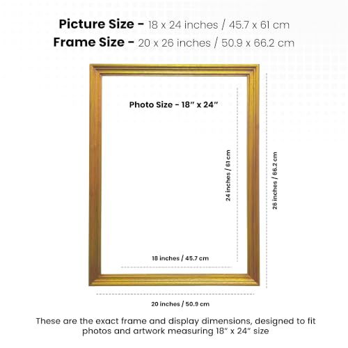 Image of Handmade Wooden Photo Frame, 18 x 24 inch Display for Artworks, Pictures and Photos of Your Loved Ones, Best for Home, Office, Wall Decor, Living Room, Bedroom, Golden Oak