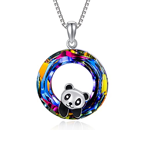 925 Sterling Silver Panda with Crystal Pendant Necklace Birthday Gifts for Women Daughter