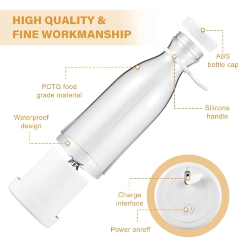 Draagbare blender, 350 ml draadloze mini-blender met zes messen, draagbare mixer beker fruitsapcentrifuge mini-blender voor smoothies en shakes - Afbeelding 5