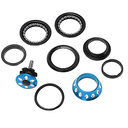 AKLOSIPY Tapered Bearing Headset for Mountain & Road Bikes, Metal Drop-Shaped Bowl Set – Blue, Performance & Easy Installation