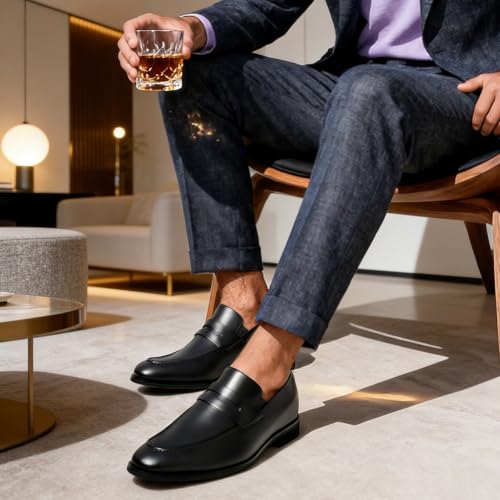 Image of CHAMARIPA Men's Invisible Height Increasing Loafers | 2.76 Inch Elevator Shoes | Genuine Leather Lining | Slip-On for Business Casual & Formal Wear