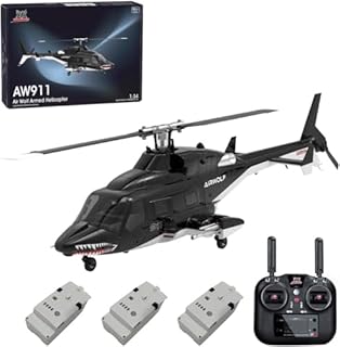 ToyGhillied Air-wolf Elicottero RC AW-911, scala 1/34, 2,4 G, 9 CH Flybarless, modalità cascata 6G/3D, 3 batterie, GPS