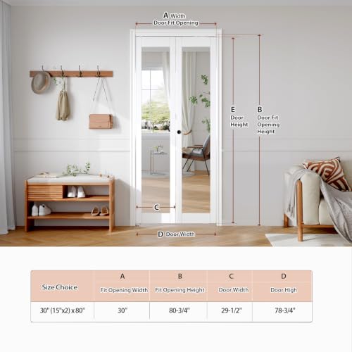 Image of FREDBECK Bifold Mirrored Barn Door for 30x80 Opening,Interior Folding Doors