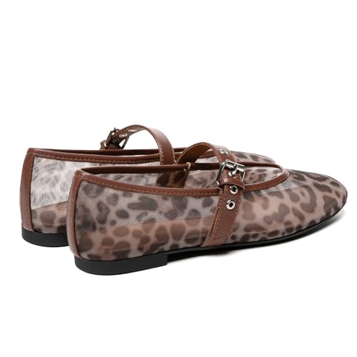 Rihero Mesh Ballet Flats for Women Square Toe Mary Jane Flats Comfortable Casual Ballerina Shoes3