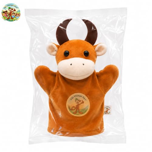 Image of Ox Hand Puppet for Kids | Soft Plush Animal Puppet | Storytelling, Role Play, Preschool Learning Toy | Interactive Educational Puppet for Boys & Girls