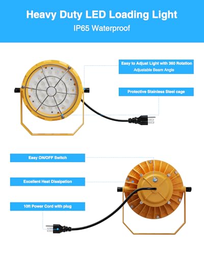 G GJIA 60W LED Dock Light – IP65 Waterproof, 6600LM, 180° Adjustable Head for Indoor & Outdoor Security, Warehouse & Container Areas - image 4