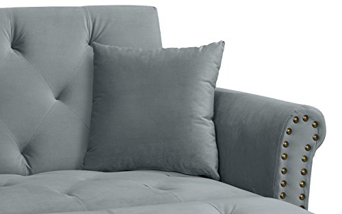 Modern Indoor Chaise Lounge Recliner Chair with Mid-Century Velvet Tufted Loveseat Couch for Living Room - Thumbnail 7