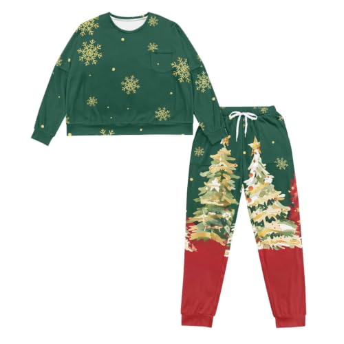 Image of Women's Pajamas Set Soft 2 Piece Loungewear Long Sleeve Pj Set Matching Sleepwear with Pockets for Women Plus Size