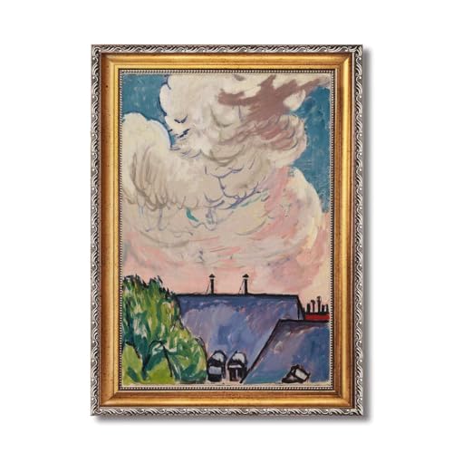 Framed Abstract Sky and Rooftops Poster Canvas Print Art Modern