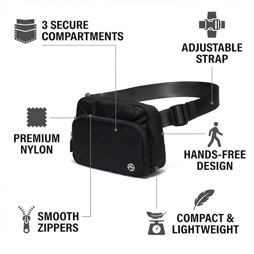 Image of Pander Nylon Crossbody Belt Bag with Excess Strap Keepers, 6-Pocket Adjustable Sling Fanny Pack for Travel and Everyday Carry, Grey Leopard