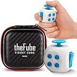 PILPOC theFube Fidget Cube, 6-Sided Stress Relief Infinity Cube for Adults & Kids, Boosts Concentration, Mindfulness Aid, Silent & Audible Modes, Includes Carry Case for Portability (Pearl-Sapphire)