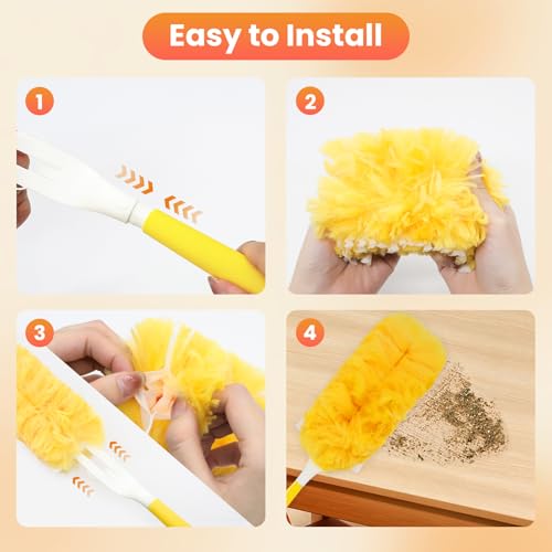 Image of 30 Pack Duster Refills Kits Compatible with Swiffer Duster, Dusters for Cleaning Disposable with Retractable Handle, for Cleaning Home Office Blinds Furniture and More