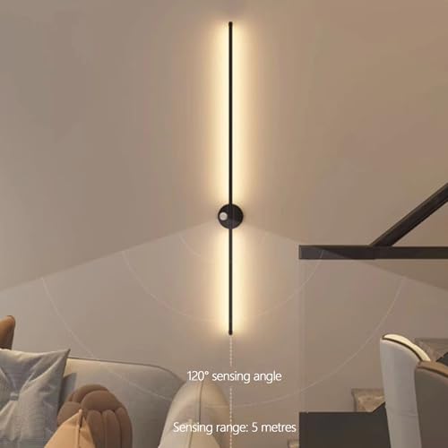 Aplique de pared para dormitorio minimalista lámpara LED lineal con sensor automático 80cm 4
