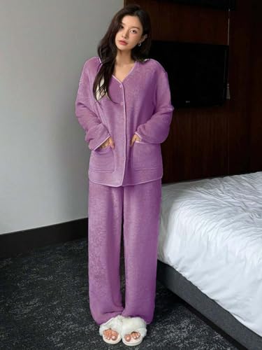 Image of KOTTY Women's Winter Lounge Set | Ultra-Soft Cozy Two-Piece Fleece Outfit for Stylish Warmth
