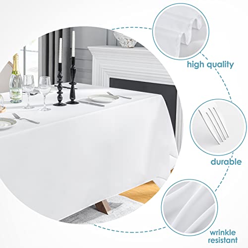 Vidafete 10 Pack 90*156Inch Rectangle Tablecloth Polyester Table Cloth，Stain Resistant And Wrinkle Polyester Dining Table Cover For Kitchen Dinning Party Wedding Rectangular Tabletop Decoration(White) #TOP2