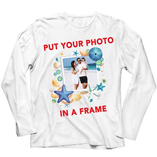 lepni.me Mens T Shirt Custom Summer Holiday Memories Picture Frame Your Vacation Photo Here (3XL White Multi Color)
