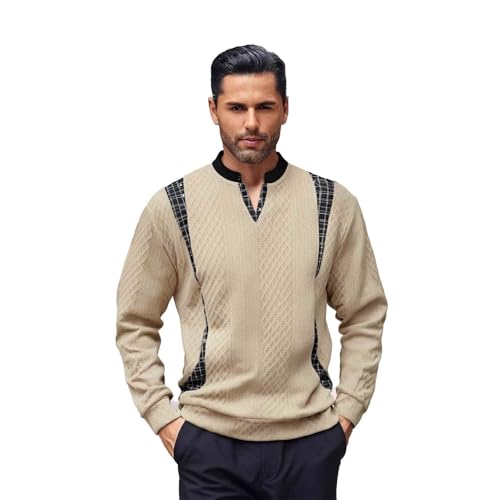 Suéter de punto con cuello en v de alta calidad técnica para hombre